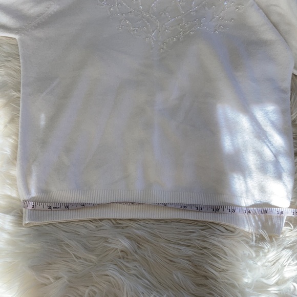 Dress barn white bedazzled Beaded embellished snow mock neck elegant sweater m - Picture 13 of 17